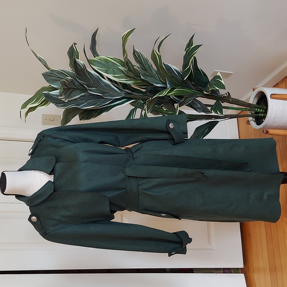 Magaschoni emerald fully lined shawl collar trench coat | green size large